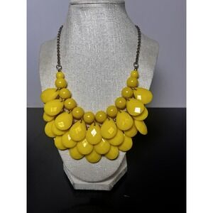 Yellow Multi-teared Raindrop Bead Statement Necklace Fashion Gift